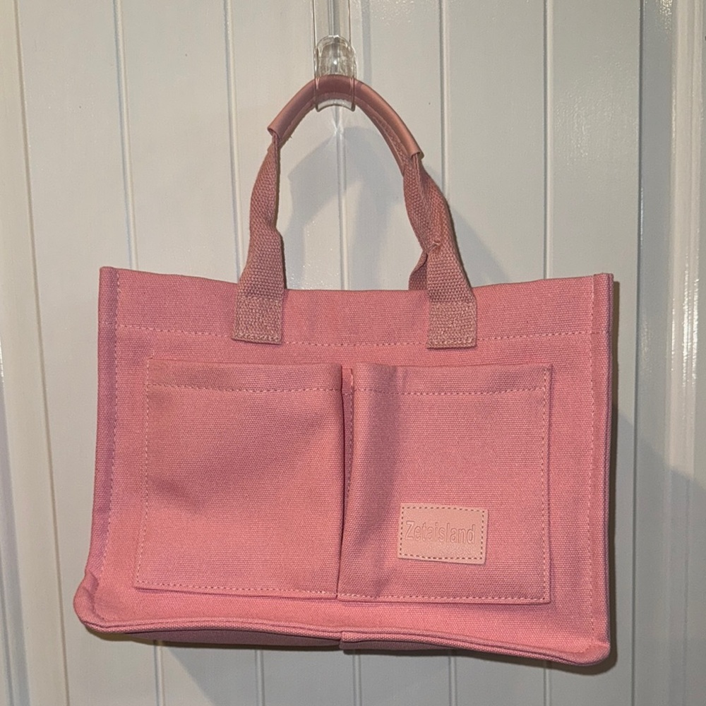 Soft Pink Canvas Tote with Minimalist Design